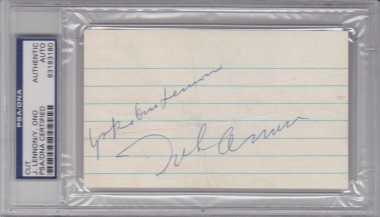   All 4 Signed Cut Slabbed PSA/DNA & JSA LENNON McCARTNEY HARRISON STARR