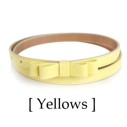   New Fashion Candy Color Bowknot PU Leather Thin Skinny Waistband Belt