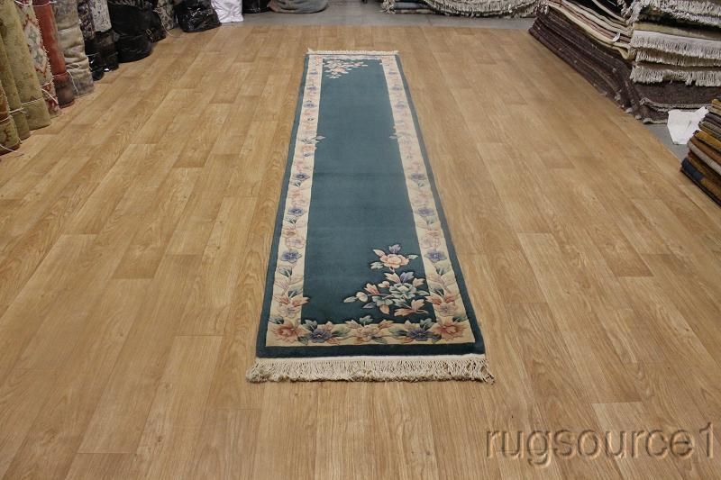 CARVED FLORAL RUNNER 3X12 ART DECO CHINESE ORIENTAL AREA RUG WOOL 