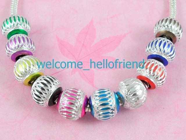 100 Cute Bulk Lots Mix ALUMINIUM Bead Fit Bracelet AL13  