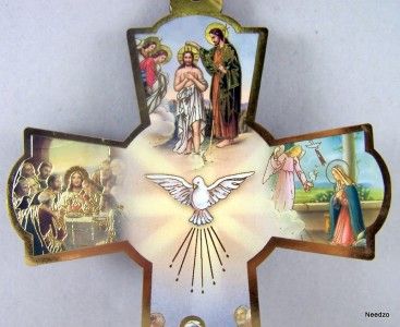 Wood Wall Conformation Holy Spirit Dove Icon Cross Mary  