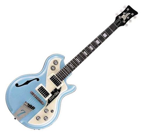 Italia Mondial Semi Hollow Blue Electric Guitar w/ Case  