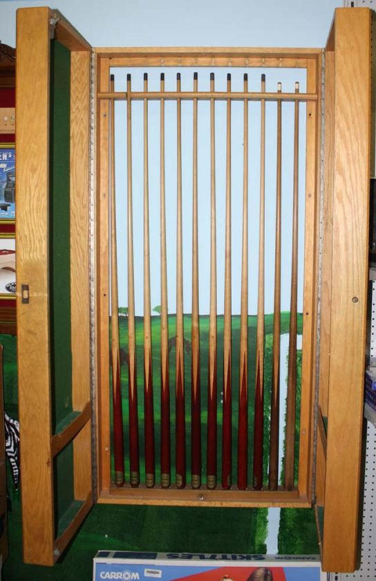 VINTAGE BILLIARD LOCKING POOL CUE RACK LOCAL PICKUP ONLY WALTHAM MA 