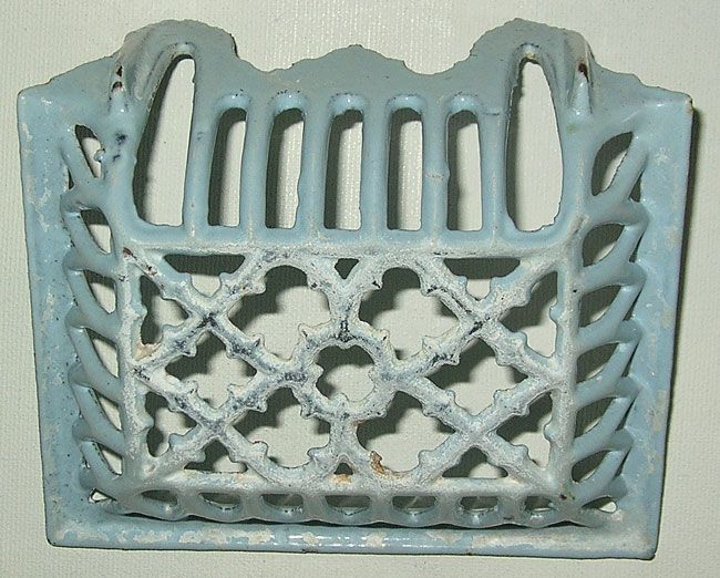 Antique Blue Enamal Cast Iron Art Deco SOAP DISH Holder  