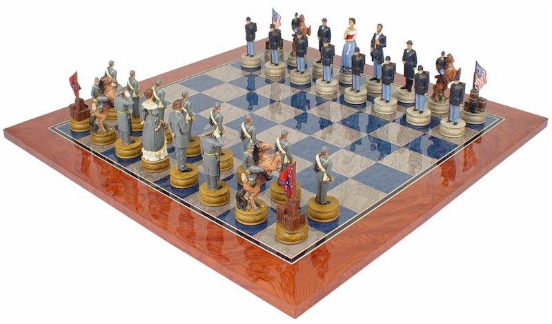 Large Civil War Theme Chess Set Deluxe Package  