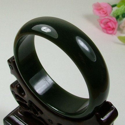   Black Natural Nephrite He Tian Jade Bangle Bracelet 55.6mm  