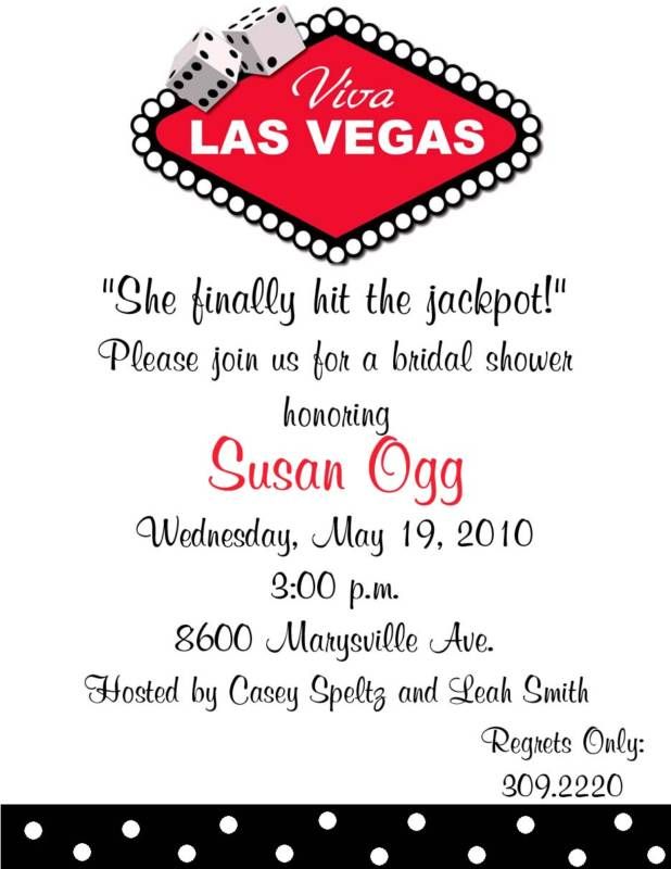 Las Vegas Bridal Shower Party Wedding Invitations  