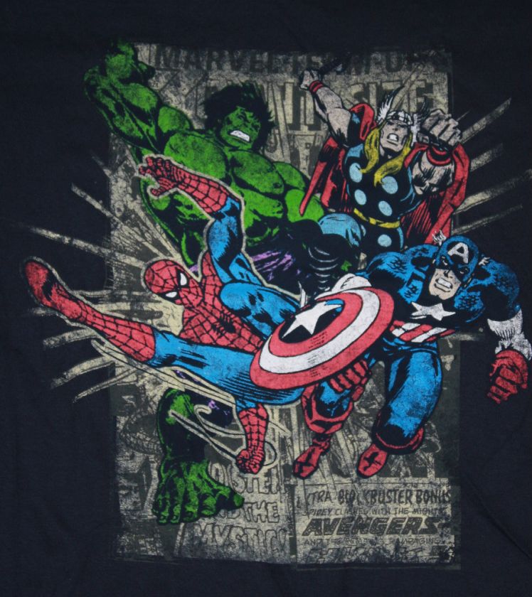   Hulk, Thor, Spiderman, Captain America Distressed Kids T Shirt  