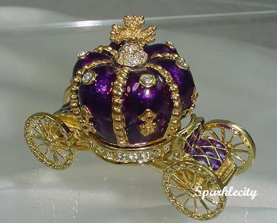 VIOLET CROWN CARRIAGE TRINKET BOX with SWAROVSKI CRYSTALS MIB  