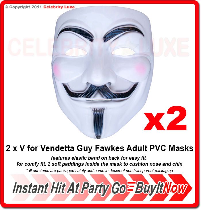   for Vendetta Guy Fawkes Adult Mens Costume Face Mask Fancy Dress Party