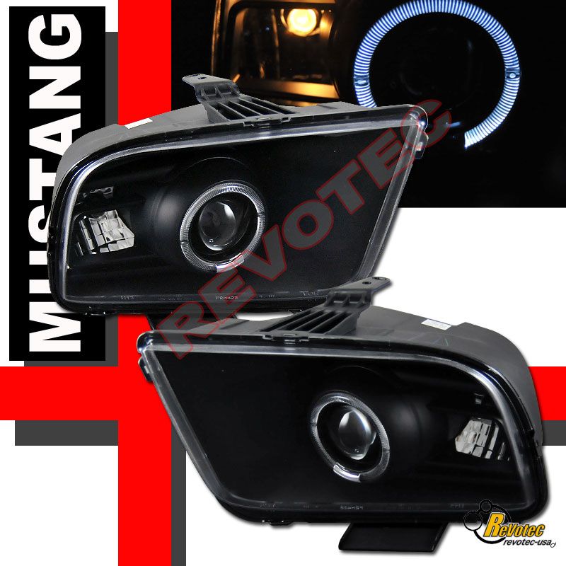   08 09 FORD MUSTANG HALO RIM ANGELEYE PROJECTOR HEADLIGHTS BLACK  