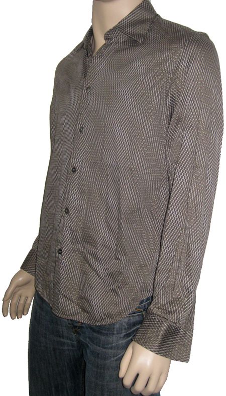 ARMANI EXCHANGE MENS MUSCLE LONG SLEEVE SHIRT BROWN OLIVE M  