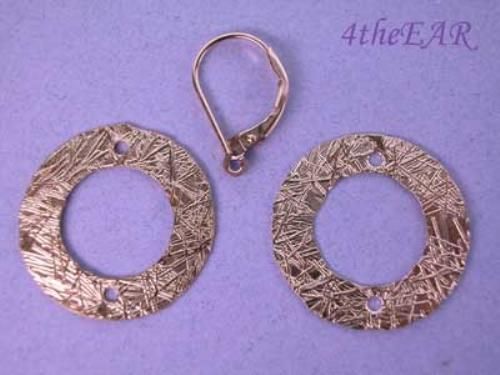 Earring COMPONENT Gold Filled Disk Textured 20mm pair  