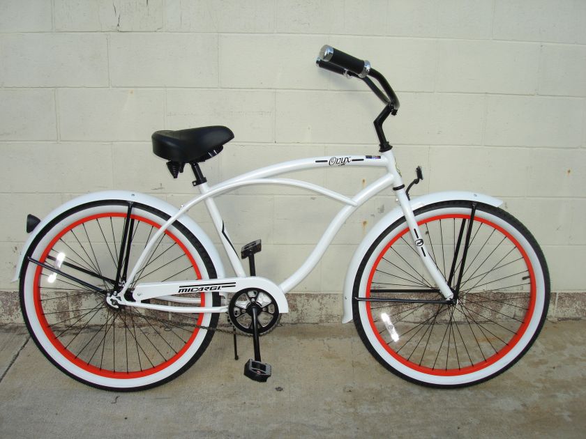 26 Beach Cruiser Bicycle Bike Onyx Men Micargi White  