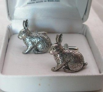 Rabbit Cufflinks in Fine English Pewter gift boxed (ab)  