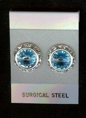 AQUA MARINE PIERCED EARRINGS GO WITH Magnetic number pins western,hunt 