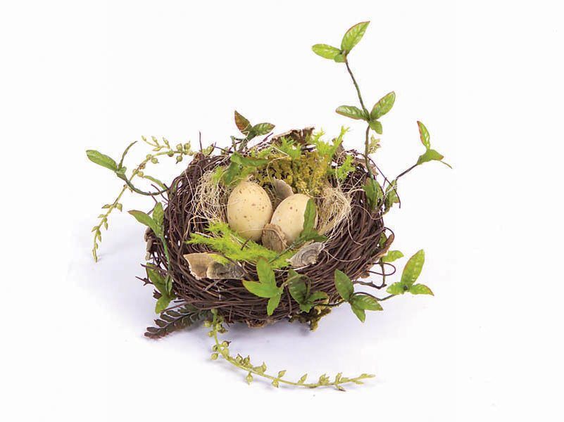   Leaf Decorative Lifelike Realistic Bird Nest with Speckled Eggs  