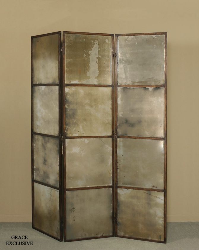 Art Deco FREE STANDING 3 PANEL MIRRORED SCREEN 62 X 80  