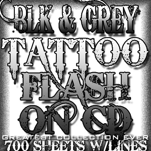 TATTOO FLASH BLACK & GREY COLLECT 700 SHEETS W/LINES  