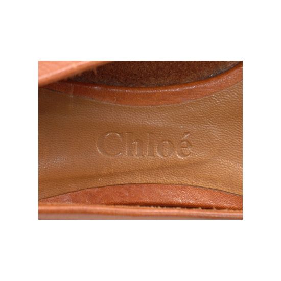   CHLOE Italy Brown Leather Buckle Moc Toe Ballet FLATS SHOES 38  