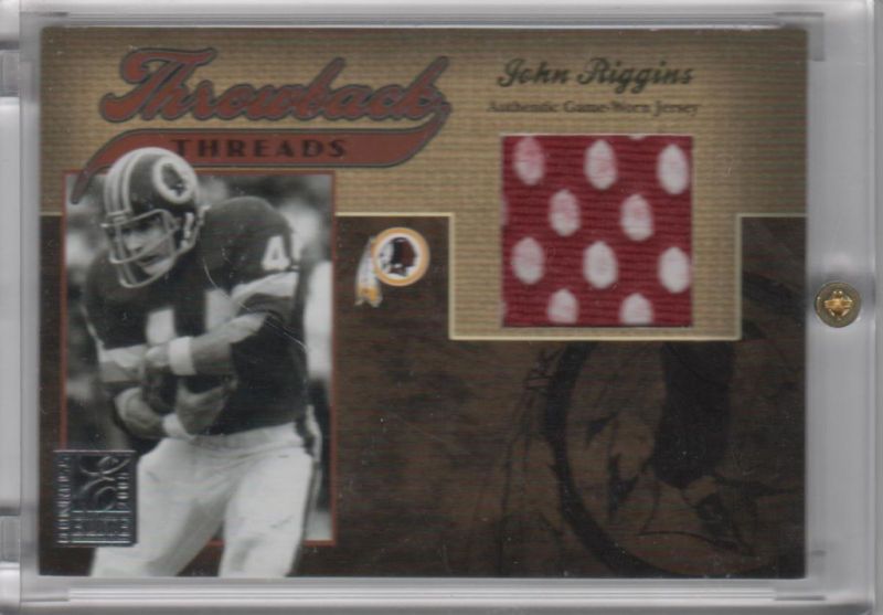 2005 DONRUSS JOHN RIGGINS GAME WORN JERSEY CUT 82/150  