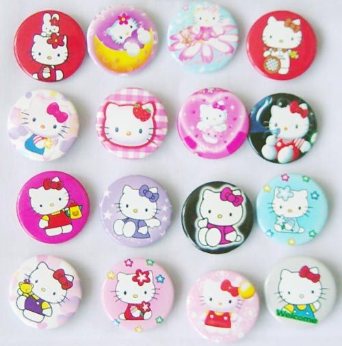 SET OF 10 X CARTOON HELLO KITTY BADGE BUTTON PINBACKS  