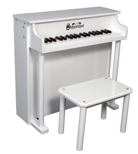 New Schoenhut Kids Toy 37 Key Deluxe Spinet Piano White  