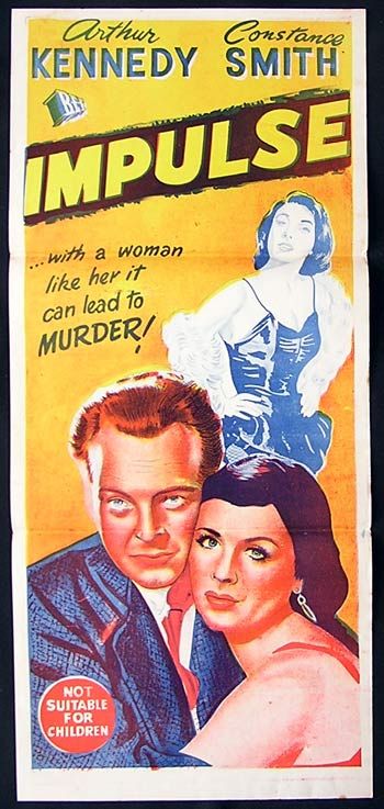 IMPULSE 1954 Arthur Kennedy FILM NOIR daybill poster  