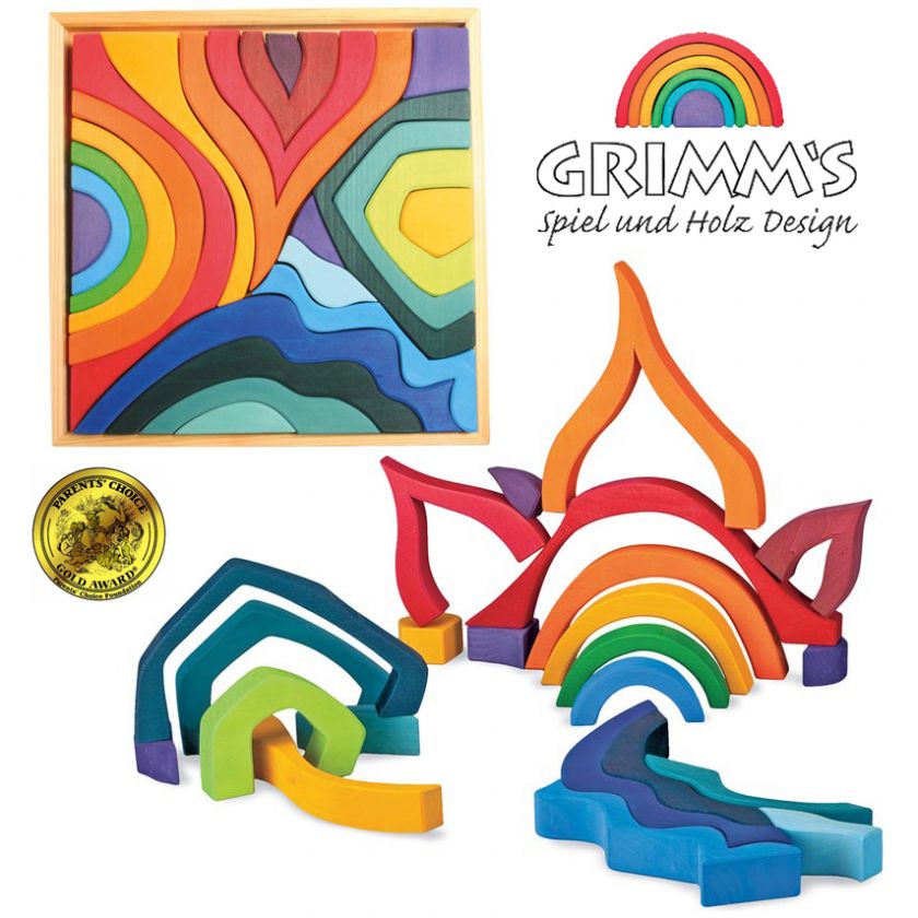 Grimms Large 4 FOUR ELEMENTS BUILDING SET Wooden Blocks/ Big Waldorf 