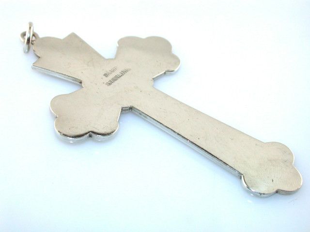 VINTAGE ARTISAN SHARP LARGE STERLING SILVER CROSS PENDANT  