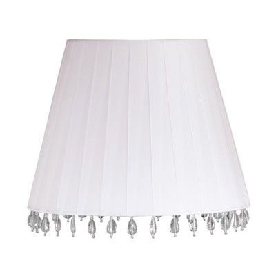   Barrel Lamp Shade White Ribbons with Clear Beads, Laura Ashley  