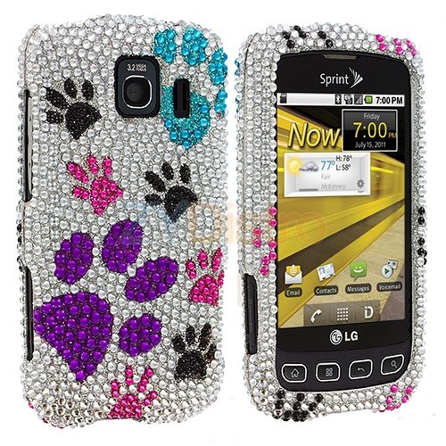 Dog Paw Bling Skin Case Cover for LG Optimus S U V  