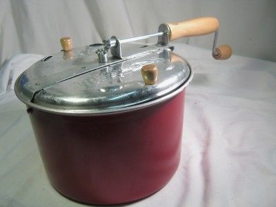 BACK TO BASICS STOVE TOP POPPER POPCORN MAKER RED GUC  