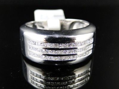 14K MENS WHITE GOLD DIAMOND WEDDING BAND RING 0.50 CT  