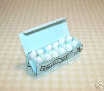 Miniature Blue Egg Carton w/Eggs for DOLLHOUSE  