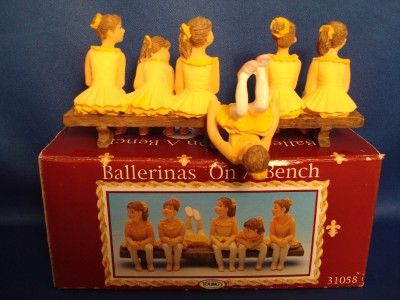 Ballerinas On A Bench Figurine 6 Ballet Dancers In Tutus Young 