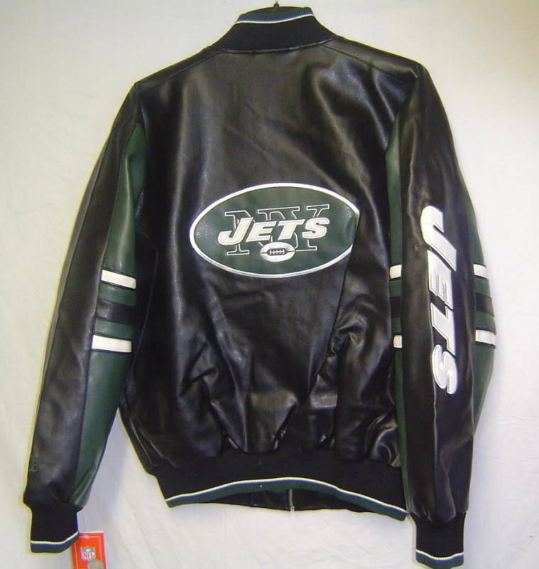 Leather Blend New York NY Jets NFL Jacket M  