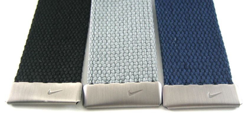 Nike Sport One Size Fits Most Web Belts Black, Gray & Navy 3 Pack 