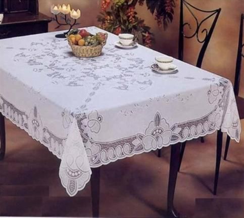 NEW Battenburg Design Vinyl Lace Tablecloth Oblong  