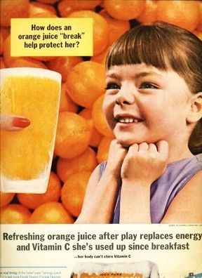 FLORIDA ORANGE JUICE CUTE BRUNETTE ART Vintage Ad 1961  