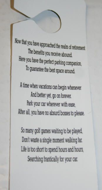 Funny Novelty Retired Parking Privilege Permit Gag Gift  