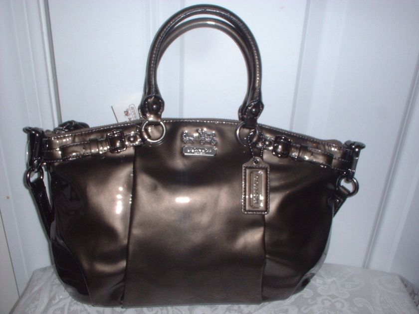   Authentic Coach Madison Patent Leather Sophia Satchel Handbag 18613