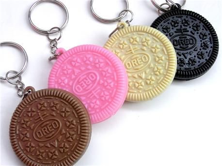 Lot of 4 Keychains Charms MIXED OREO COOKIES Plastic  