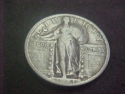 1921 STANDING LIBERTY QUARTER SLQ FINE F +++ RARE  