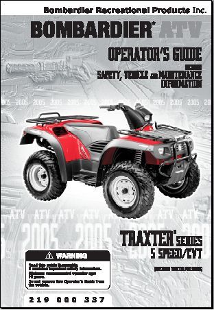 Bombardier Traxter / Quest / Max 500 650 Owners Manual  