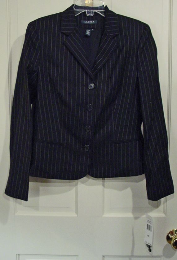 RALPH LAUREN LADIES BLACK WOOL BLAZER JACKET SZ 12 NWT  