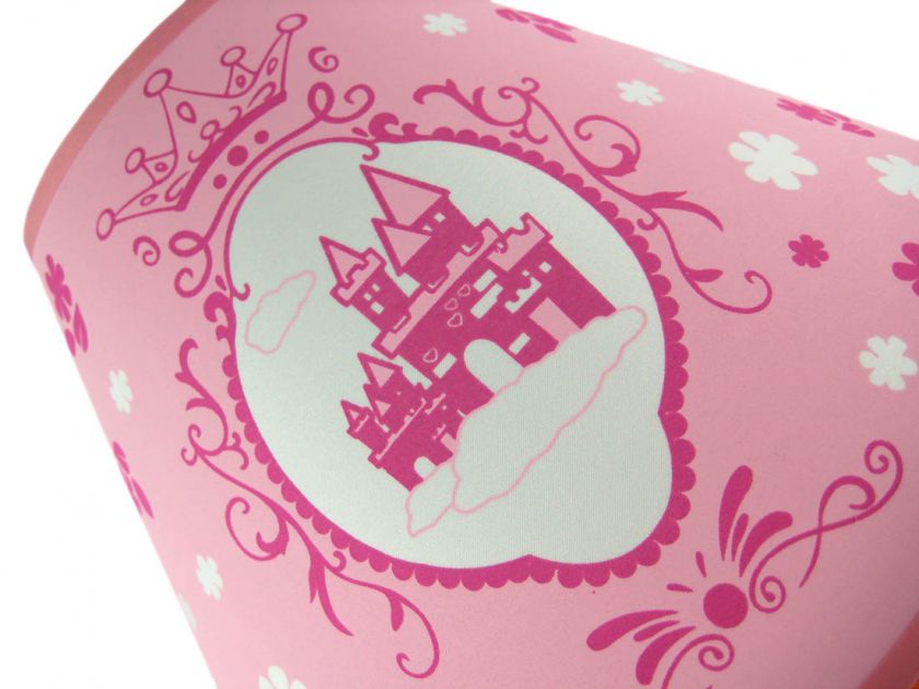 Scratch and Dent` Pretty Pink Princess Table Lamp With Castle Shade 