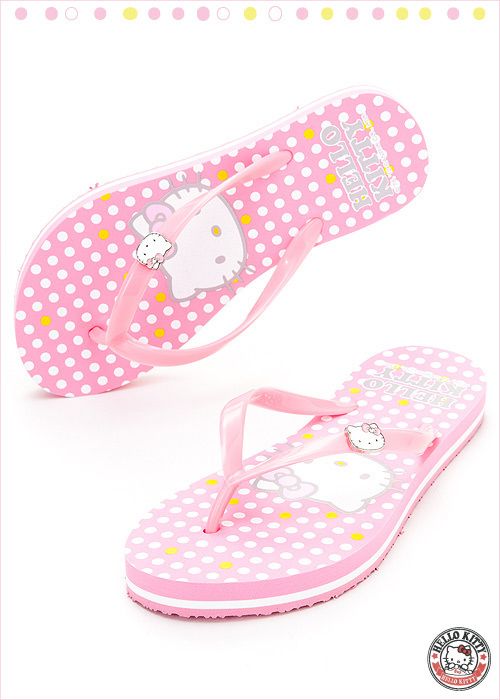 Sanrio Hello Kitty Ladys Beach Slippers Flip Flops Red, Pink, Black 