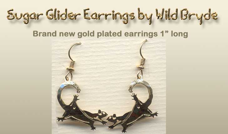 Gold Squirrel SUGAR GLIDER Earrings by Wild Bryde  