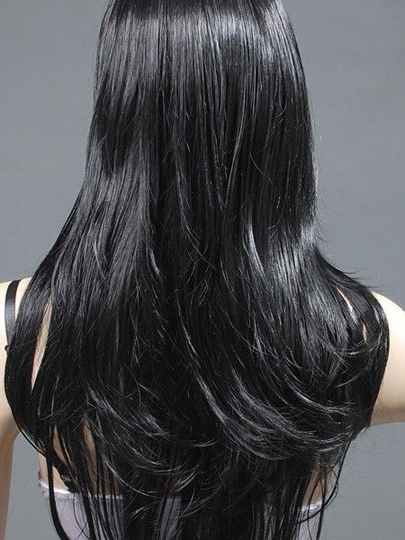 Black Layer Long Women Cosplay Costume Party Wig 68cm  